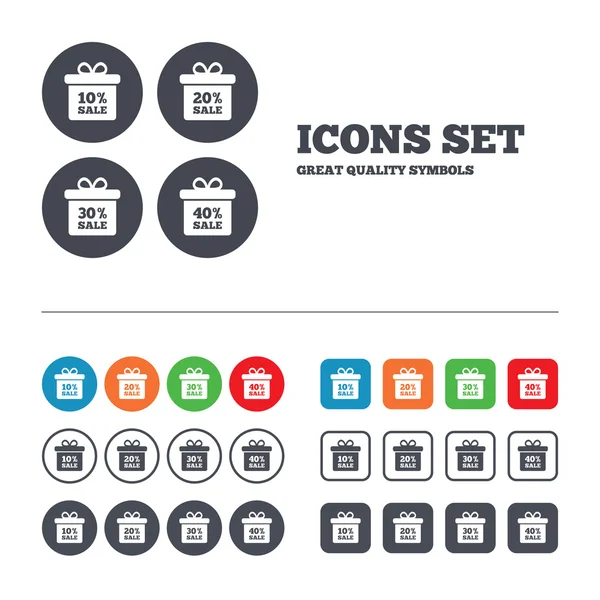 Sale gift box tag icons. — Stock Vector