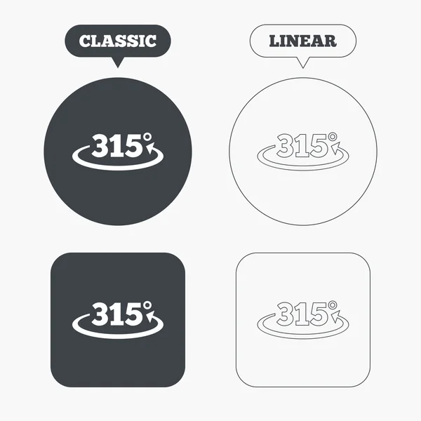 Angle 315 degrés signes icônes — Image vectorielle