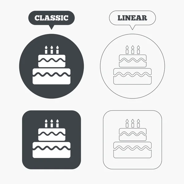 Narozeninový dort znak ikony — Stockový vektor