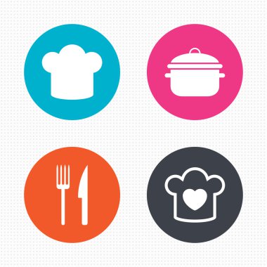 Şef şapka, pişirme Pan simgeler.