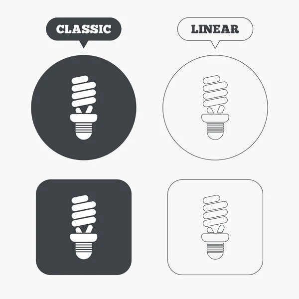Iconos de signo de bombilla fluorescente — Archivo Imágenes Vectoriales