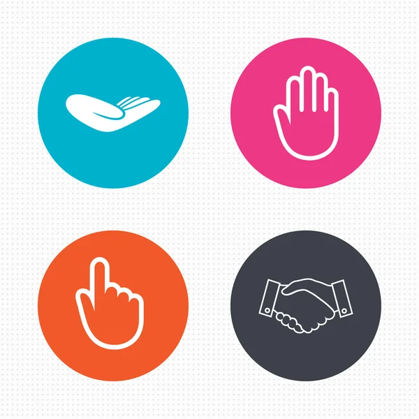 Handshake and click here symbols. — Stock Vector