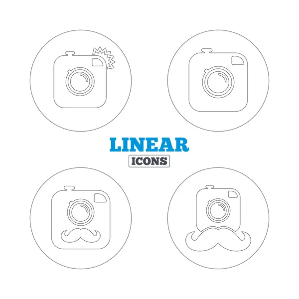 Câmera de fotos Hipster com ícones de bigode . — Vetor de Stock