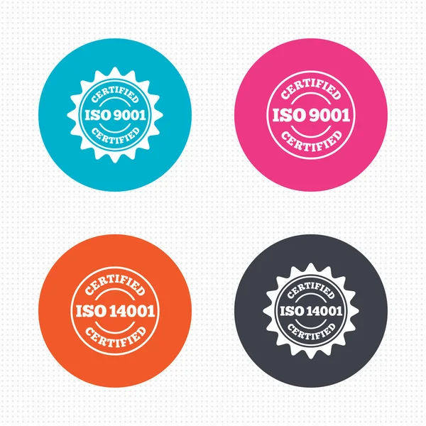Icônes certifiées ISO 9001 et 14001 — Image vectorielle
