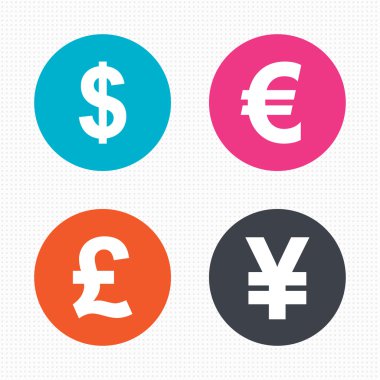 dolar, euro, pound ve yen simgeler.