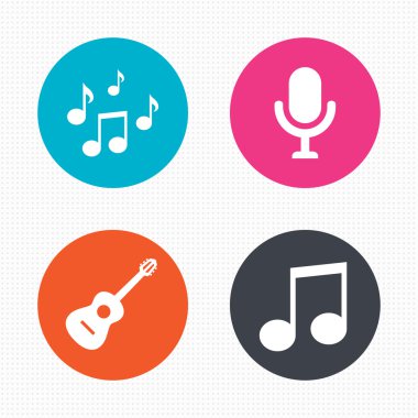 Müzik simgeler. mikrofon, akustik gitar.