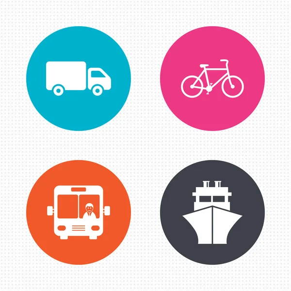 Truck, Bicycle, Bus and Ship. — Stock Vector