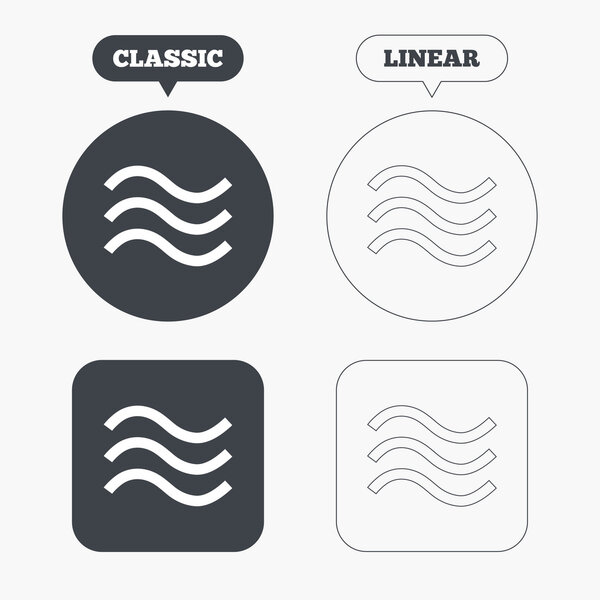 Water waves sign icons