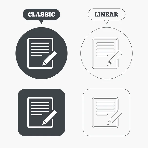 Modifier les icônes de signe de document — Image vectorielle