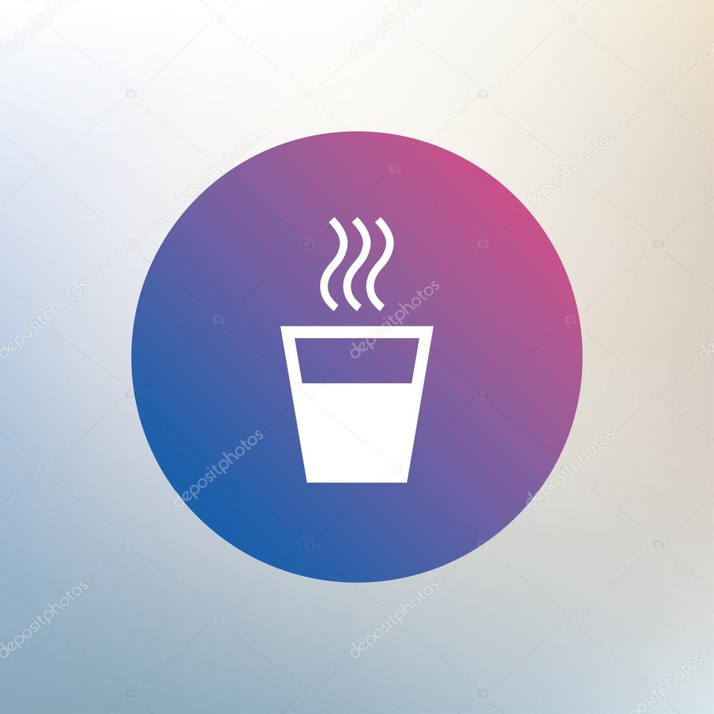 Hot water sign icon. Hot drink glass symbol. Icon on blurred background. Vector