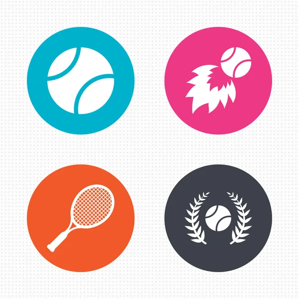 Ícones de bola e raquete de tênis . — Vetor de Stock