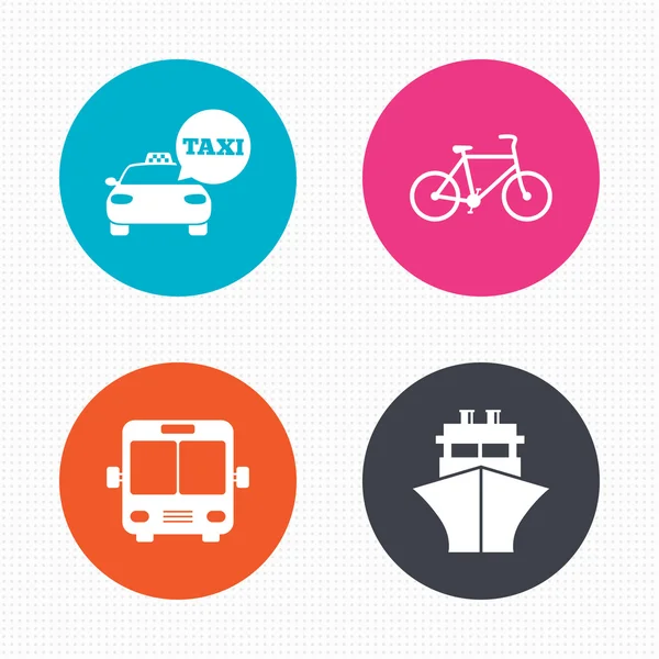 Taxi auto, fiets, Bus en schip — Stockvector