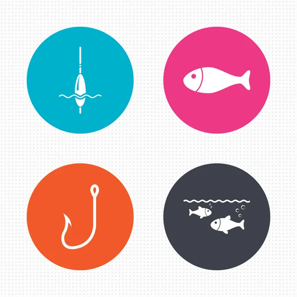 Ikonen der Fischerei. Fisch mit Hakensymbol. — Stockvektor