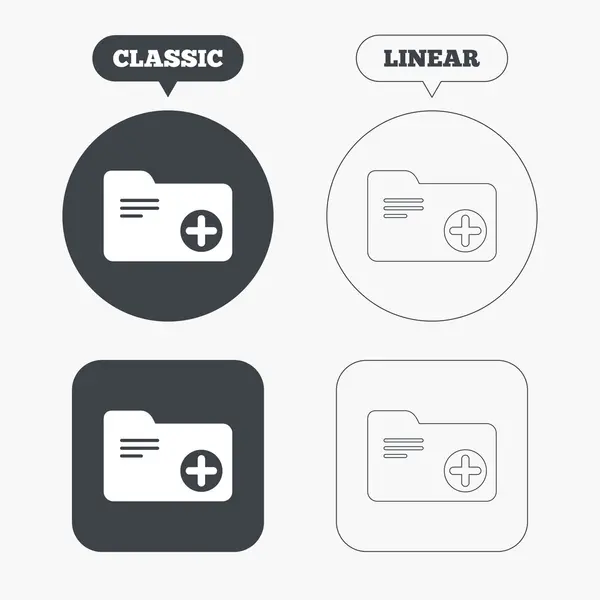 Zeichen für Dokumentenordner hinzufügen — Stockvektor