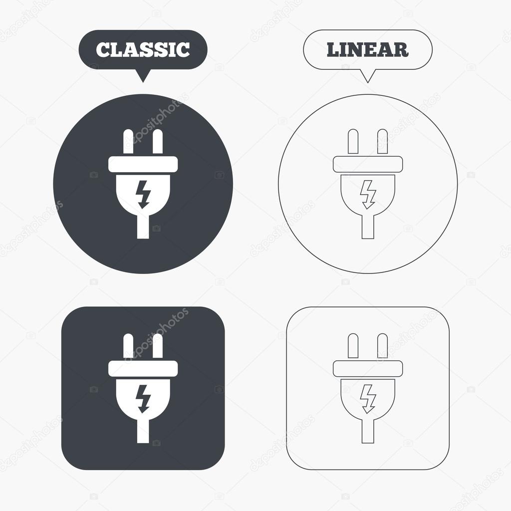 Electric plug sign icons