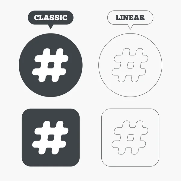 Hashtag tecken ikoner — Stock vektor