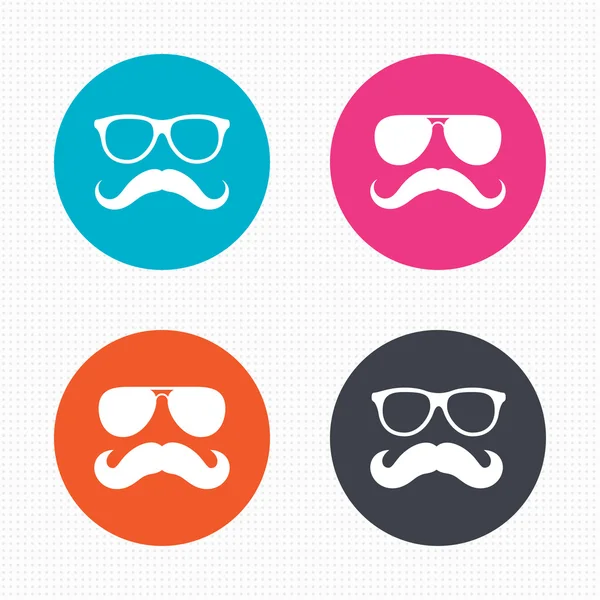 Iconos de bigote y gafas . — Vector de stock