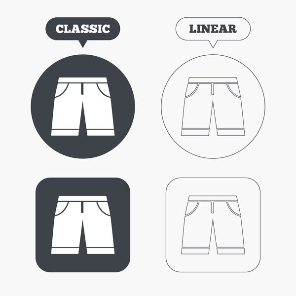 Men's Bermuda shorts sign icons