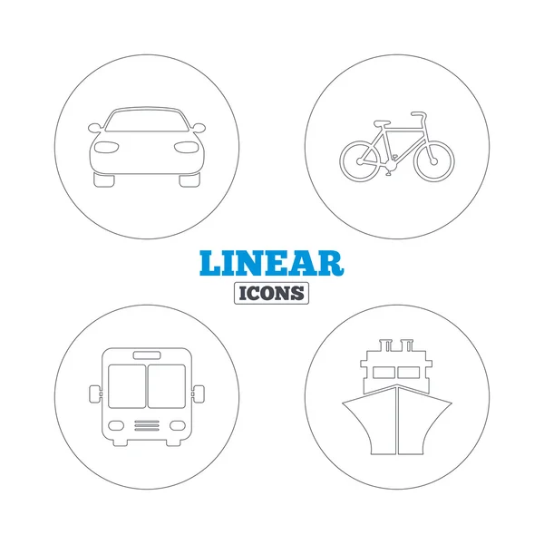 Car, Bicycle, Bus and Ship. — Stock Vector