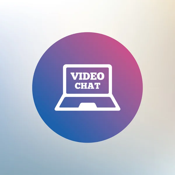 Video chat laptop sign icon. — Stock Vector