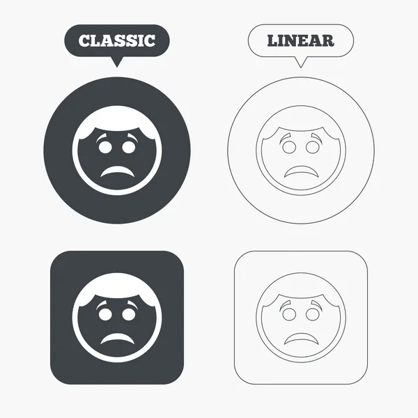 Trist ansigt tegn ikoner – Stock-vektor