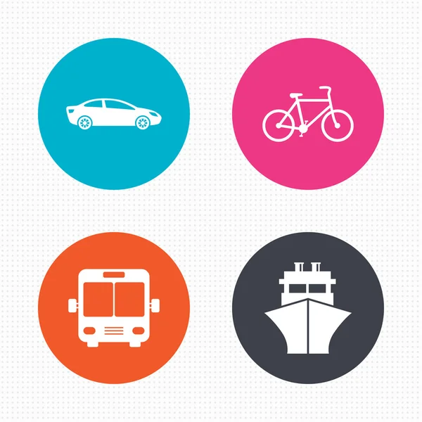 Vervoer pictogrammen. Auto, fiets, Bus — Stockvector