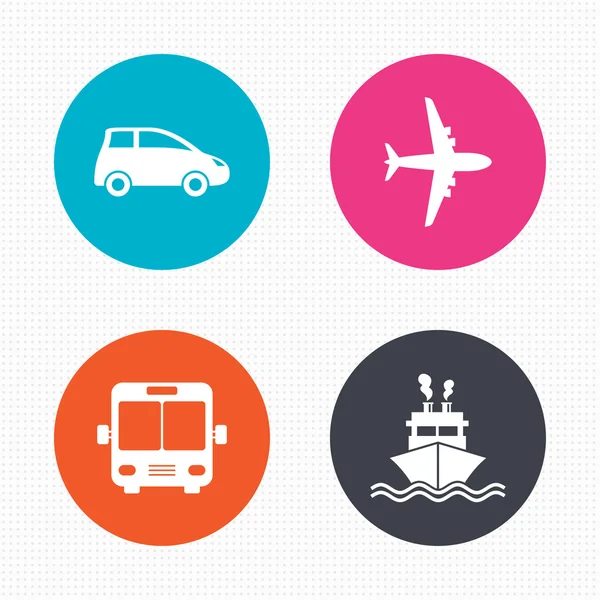 Vervoer pictogrammen. Auto, vliegtuig, Bus — Stockvector