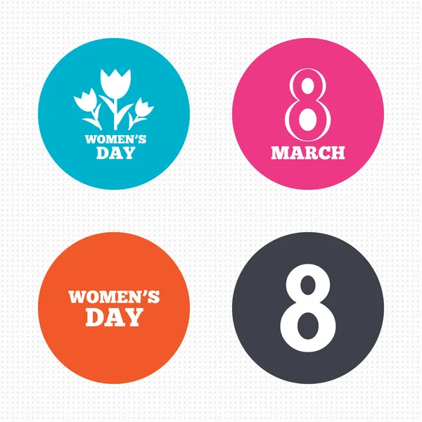 8 March Womens Day icons. — Stock Vector