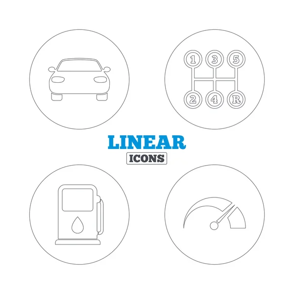 Transport icons. Tachometer and petrol station. — Stock Vector