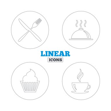 Food icons. Muffin, Fork, knife.