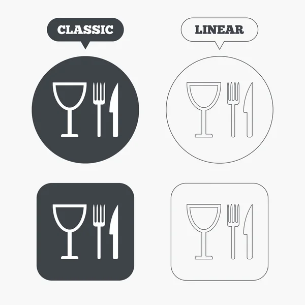 Mangez des icônes signe — Image vectorielle