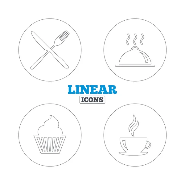 Food icons. Muffin, Fork, knife. — Stock Vector