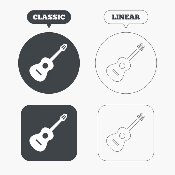 Иконы акустической гитары — стоковый вектор