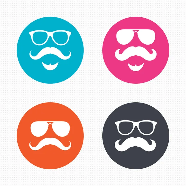 Moustache et lunettes icônes . — Image vectorielle