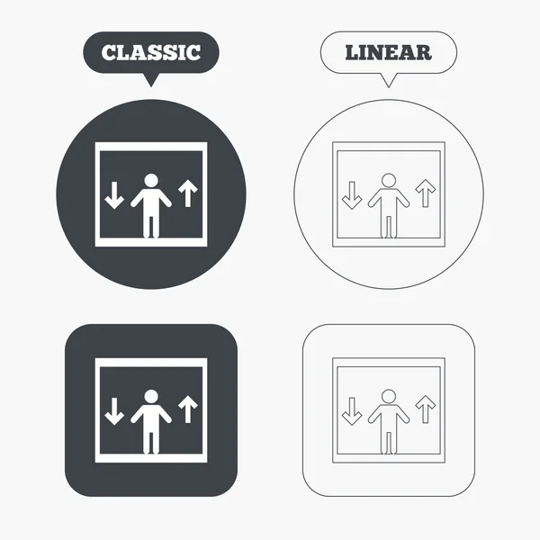 Elevator icons. Person symbols — Stock Vector