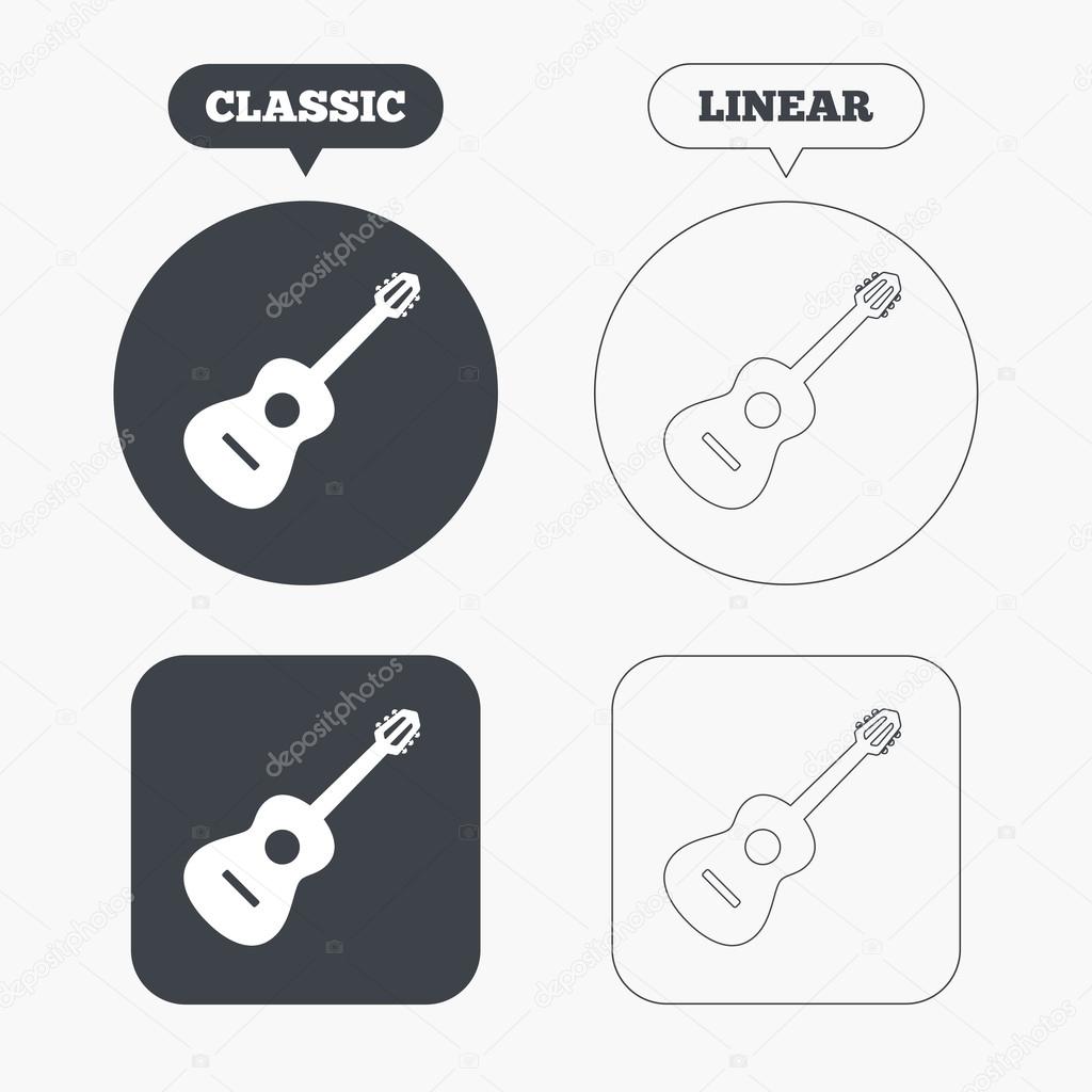Acoustic guitar sign icons
