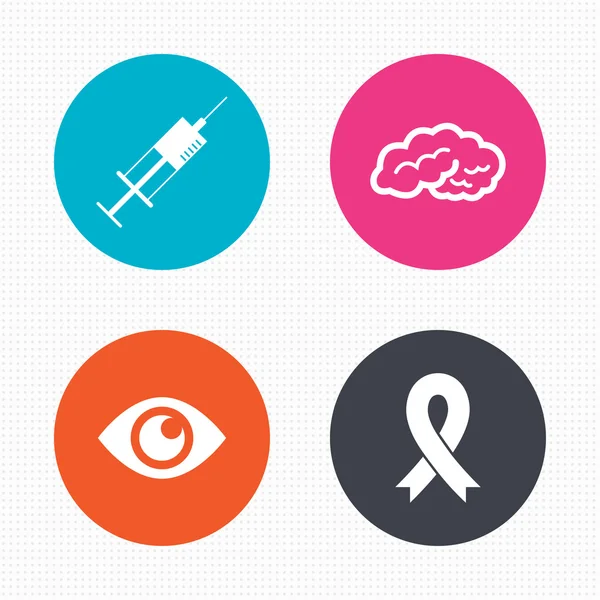 Medicine icons. Syringe, eye, brain — Stock Vector