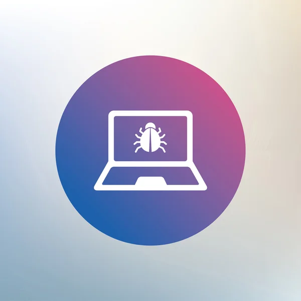 Laptop virus teken pictogram. — Stockvector