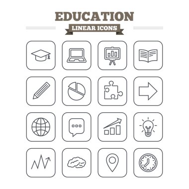 Eğitim doğrusal Icons set.