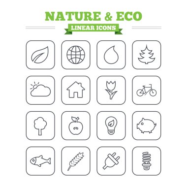 Nature and Eco linear icons
