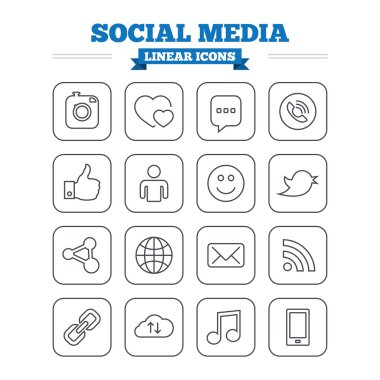 Social media linear icons