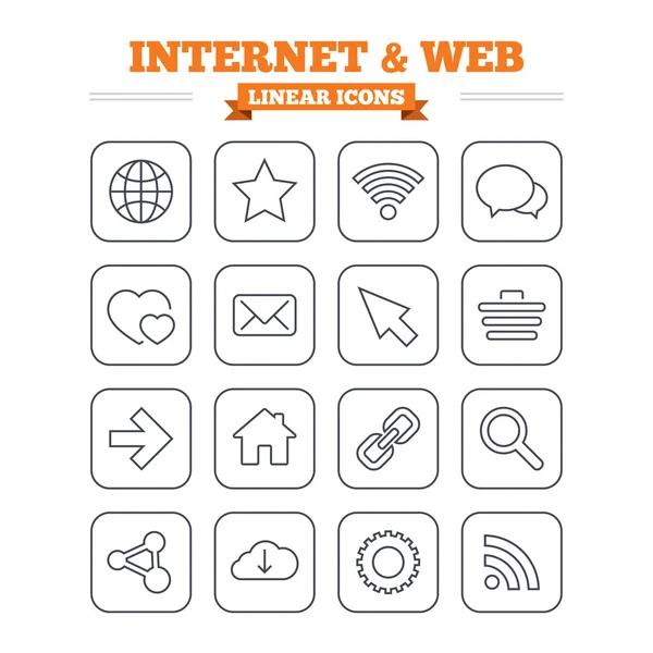 Ícones lineares da Internet e Web —  Vetores de Stock