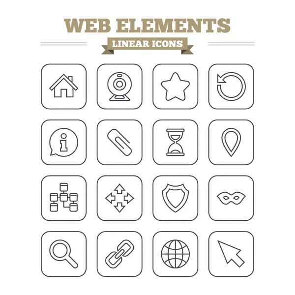 Elementos web iconos lineales — Vector de stock