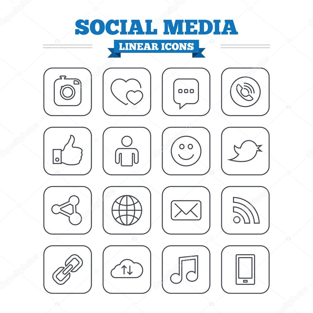 Social media linear icons