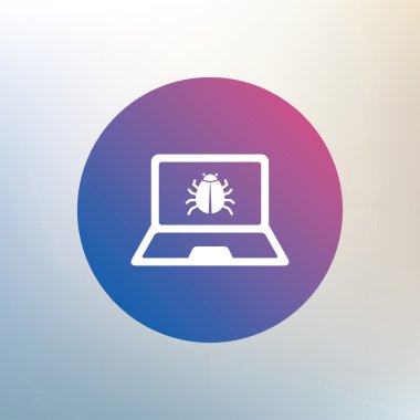 Dizüstü bilgisayar virüs işareti simgesi.