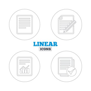 Document icons. File with chart