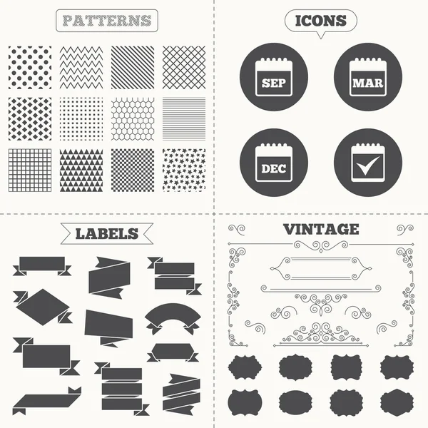 Icone del calendario. Settembre, Marzo, Dicembre . — Vettoriale Stock