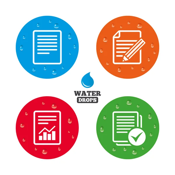 Document icons. File with chart and checkbox. — Stock Vector