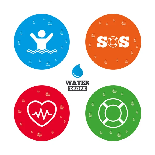 SOS lifebuoy icons — Stock Vector
