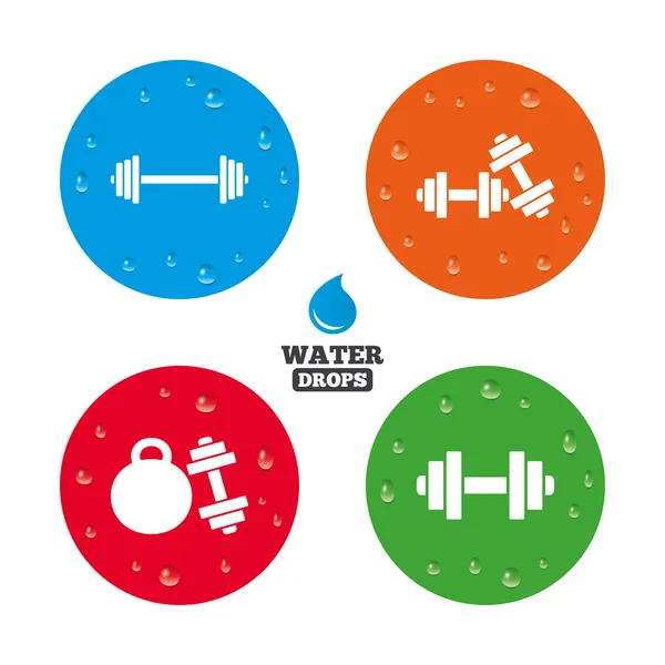 Dumbbells icons. Fitness sport symbols. — Stock Vector